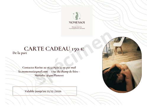 Carte cadeau bien-être pour femme, future maman ou jeune parent à Pluneret