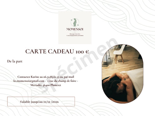 Carte cadeau Momensoi pour offrir un massage bien-être à Pluneret dans le Morbihan